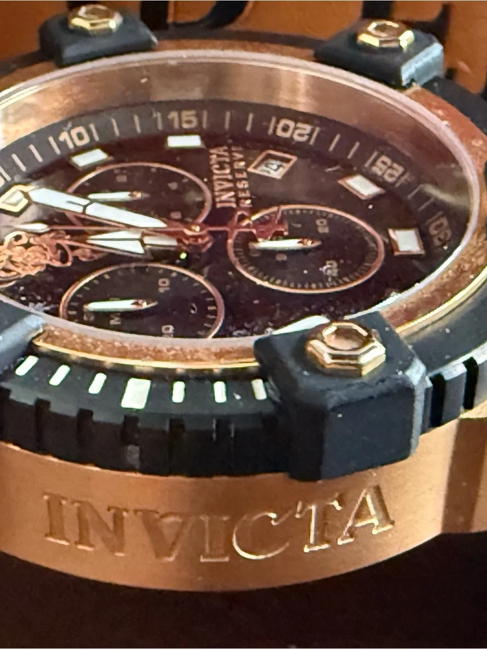 Invicta Black and Gold Chronograph Men Watch
